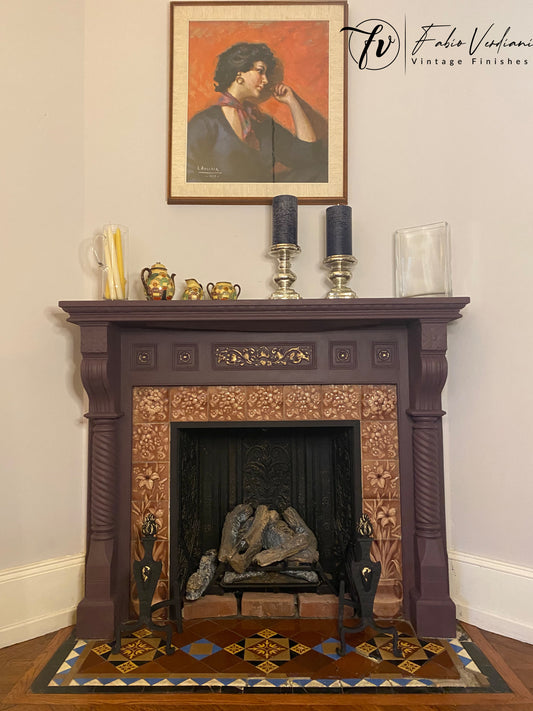 Victorian Fireplace makeover in Annie Sloan Tyrian Plum and Athenian Black