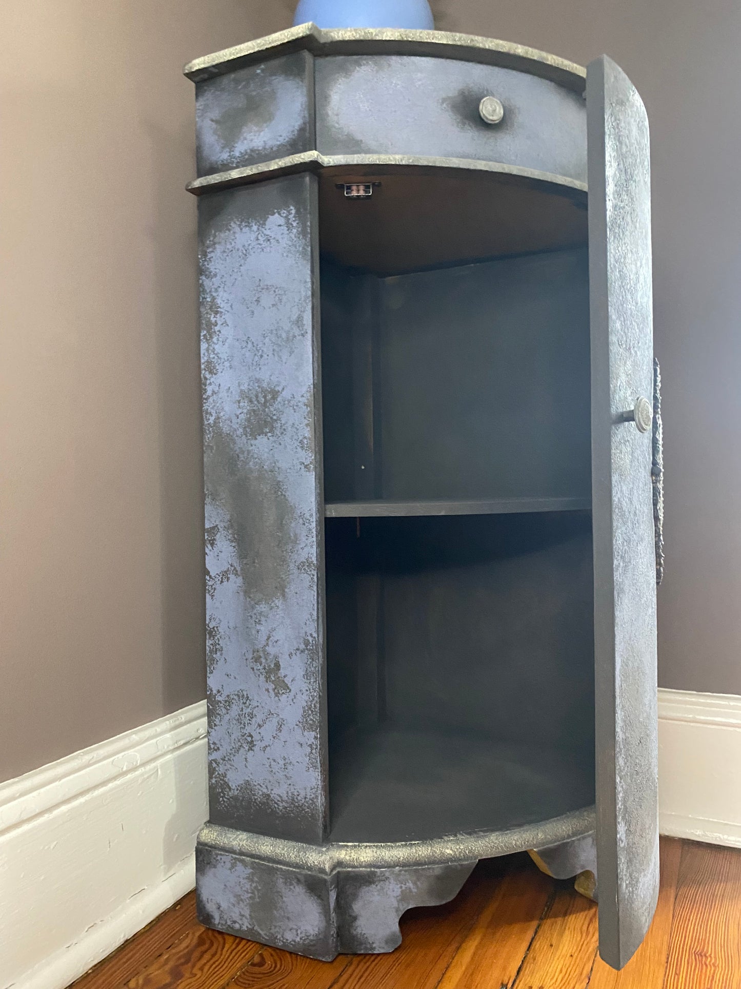 Corner Cabinet Bar, Graphite and Old Violet