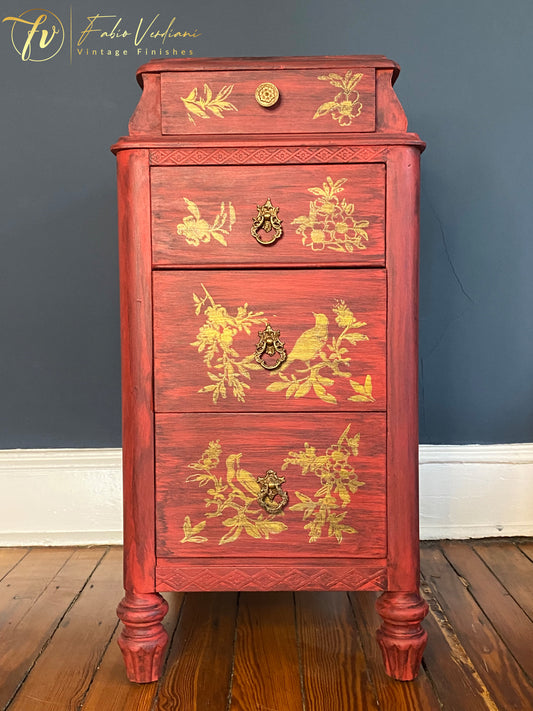 1990s Vintage Chinoiserie Style Nightstand in Annie Sloan Emperor’s Silk, Athenian Black and Gold