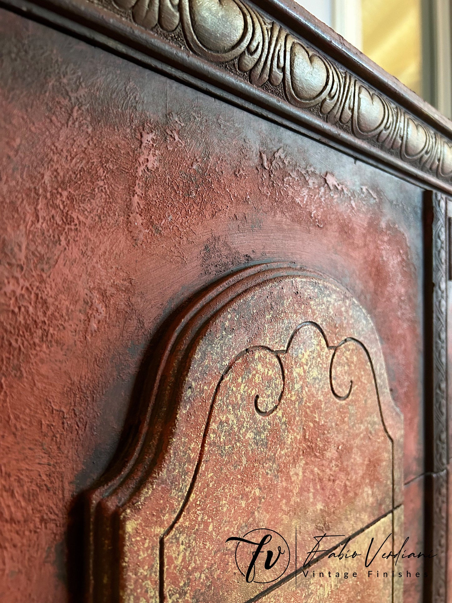 Tall Dresser Red and Yellow Moroccan Thirsties style with moldings