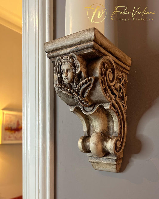 Corbel pair,  distressed Faux Ivory