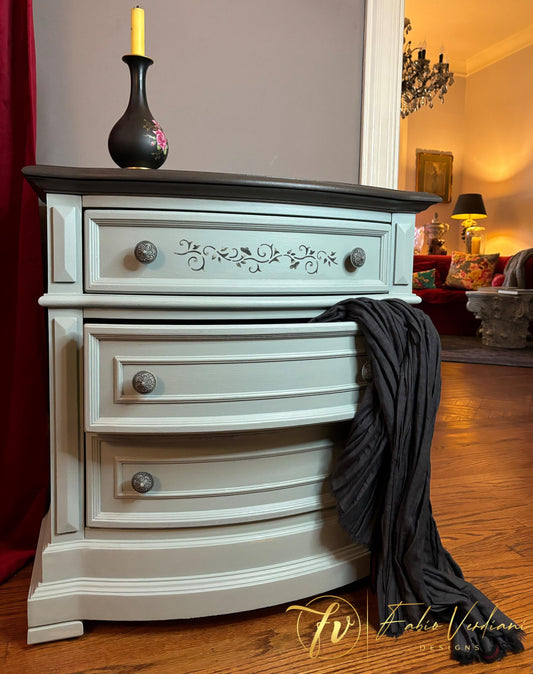 Large Nightstand Victorian Style  light blue and graphite